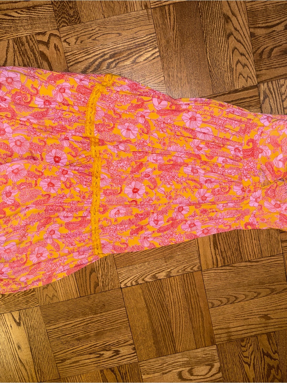 Angie Pink and Yellow Floral Maxi Dress